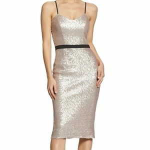NEW DRESS THE POPULATION ICE PINK EMMA SEQUIN BODYCON MIDI DRESS SZ MEDIUM